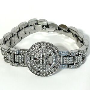 Stainless Steel Iced Dollar Sign Link Bracelet Men Cubic Zircon stones Spinning